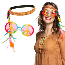 Sada hippie brýle s čelenkou